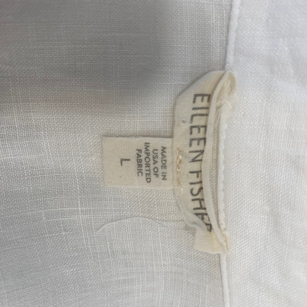 Eileen Fisher Shirt Womens L White Organic 100% Irish Linen Button Down Tunic - Picture 5 of 7